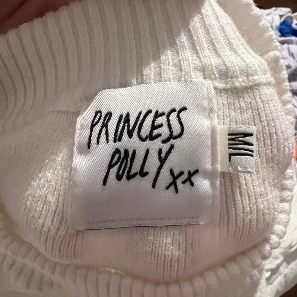 Princess polly white bell sleeve cropped high neck sweater size m/l